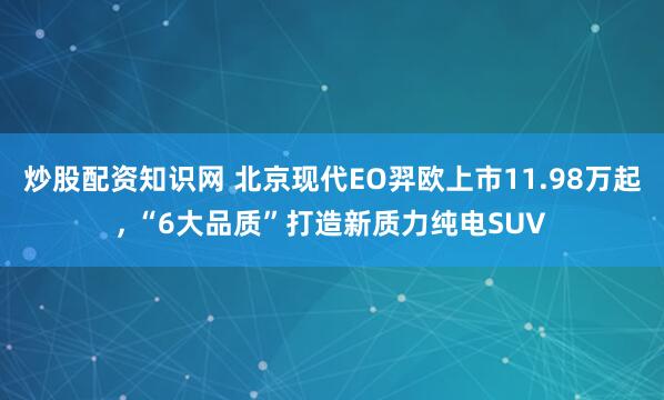 炒股配资知识网 北京现代EO羿欧上市11.98万起, “6大品质”打造新质力纯电SUV