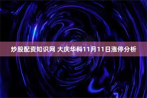 炒股配资知识网 大庆华科11月11日涨停分析