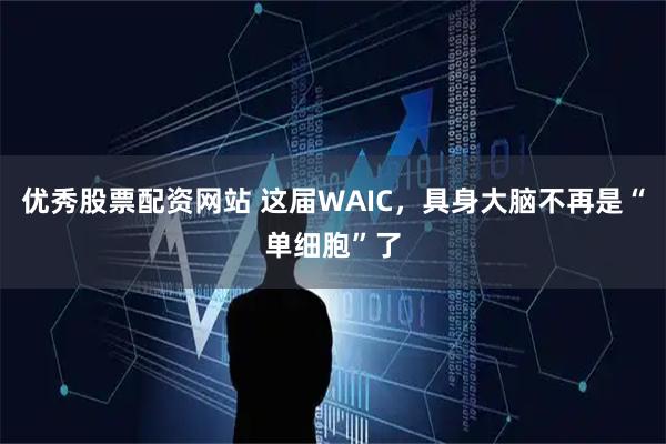 优秀股票配资网站 这届WAIC，具身大脑不再是“单细胞”了